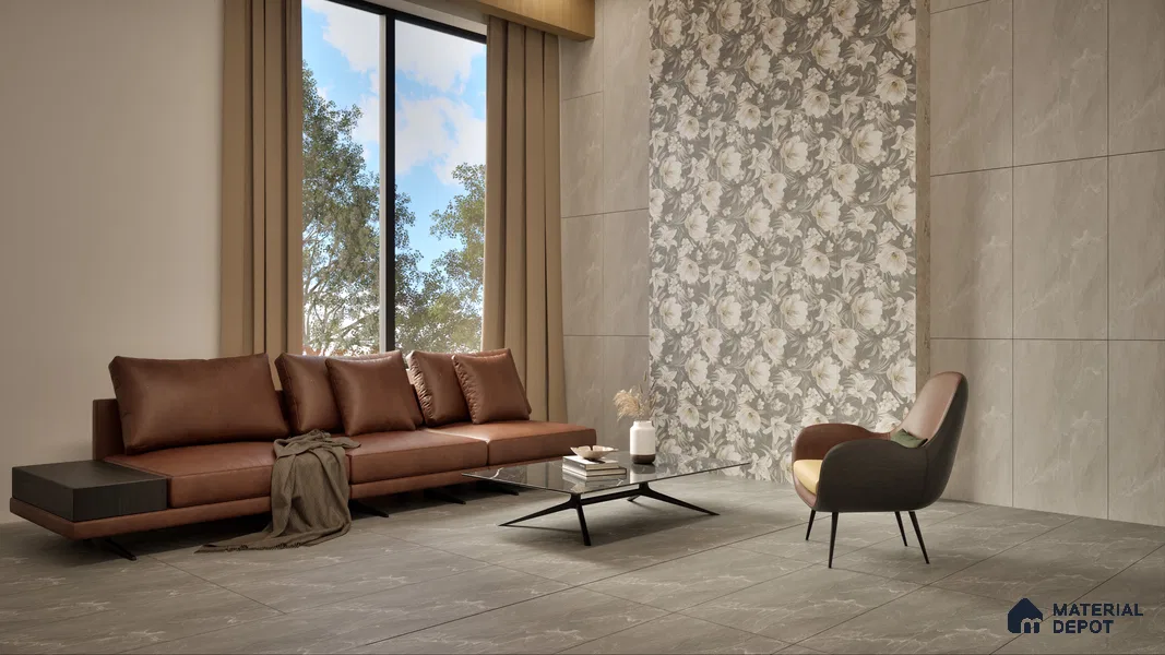 Marble Floor & Wall Tile TL 05509 Lisburn Bianco 2 ft x 4 ft Vitrified Lush Plus Matte Finish - 9 mm | 6 Random Design | Suitable for Living Room, Bedroom, Bathroom, Kitchen