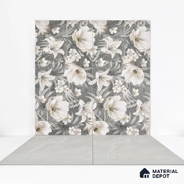 Marble Floor & Wall Tile TL 05509 Lisburn Bianco 2 ft x 4 ft Vitrified Lush Plus Matte Finish - 9 mm | 6 Random Design | Suitable for Living Room, Bedroom, Bathroom, Kitchen