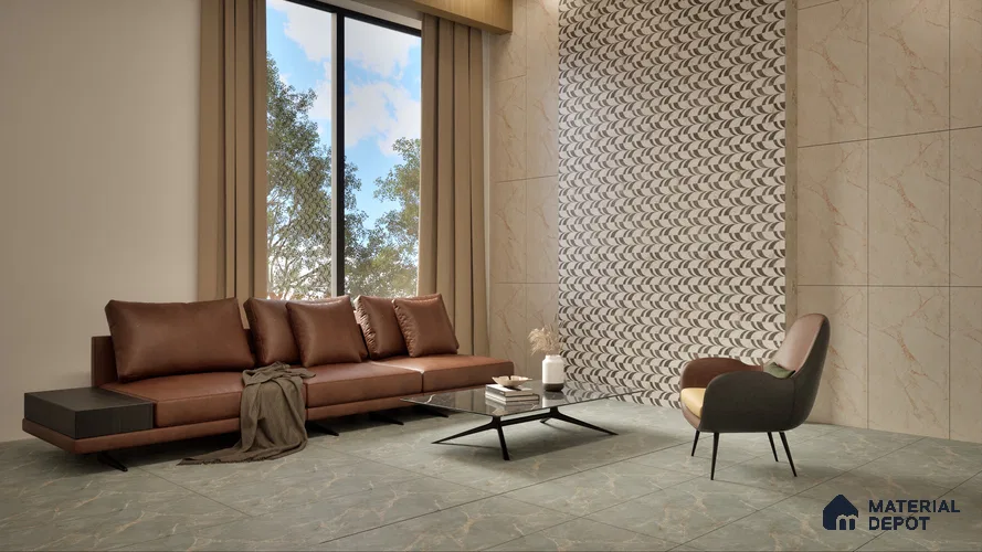 Marble Floor & Wall Tile TL 05510 B Lisburn Forest 2 ft x 4 ft Vitrified Lush Plus Matte Finish - 9 mm | 6 Random Design | Suitable for Living Room, Bedroom, Bathroom, Kitchen