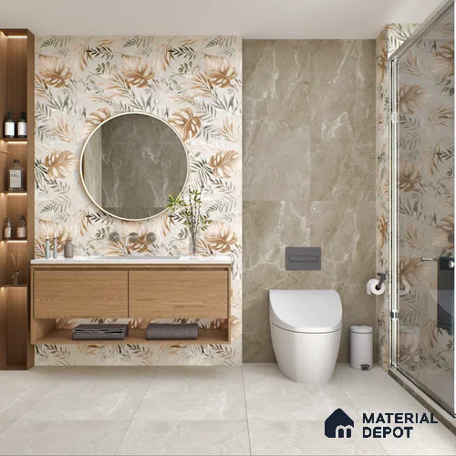 Floral Wall Tile TL 05510 C Lisburn Spring Decor 2 ft x 4 ft Vitrified Lush Plus Matte Finish - 9 mm | 4 Random Design | Suitable for Living Room, Bedroom, Bathroom, Kitchen