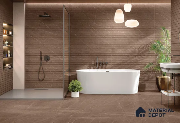 Marble Floor & Wall Tile TL 05610 B Gravier Lush Brown 2 ft x 4 ft Vitrified Lush Plus Matte Finish - 9 mm | 6 Random Design | Suitable for Living Room, Bedroom, Bathroom (Sample)