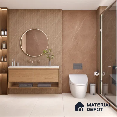 Marble Floor & Wall Tile TL 05610 B Gravier Lush Brown 2 ft x 4 ft Vitrified Lush Plus Matte Finish - 9 mm | 6 Random Design | Suitable for Living Room, Bedroom, Bathroom (Sample)