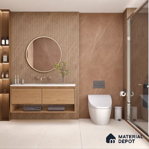 Marble Floor & Wall Tile TL 05610 B Gravier Lush Brown 2 ft x 4 ft Vitrified Lush Plus Matte Finish - 9 mm | 6 Random Design | Suitable for Living Room, Bedroom, Bathroom