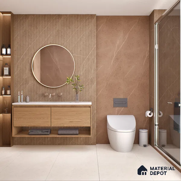Marble Floor & Wall Tile TL 05610 B Gravier Lush Brown 2 ft x 4 ft Vitrified Lush Plus Matte Finish - 9 mm | 6 Random Design | Suitable for Living Room, Bedroom, Bathroom (Sample)