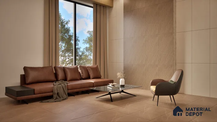 Marble Floor & Wall Tile TL 05610 B Gravier Lush Brown 2 ft x 4 ft Vitrified Lush Plus Matte Finish - 9 mm | 6 Random Design | Suitable for Living Room, Bedroom, Bathroom (Sample)