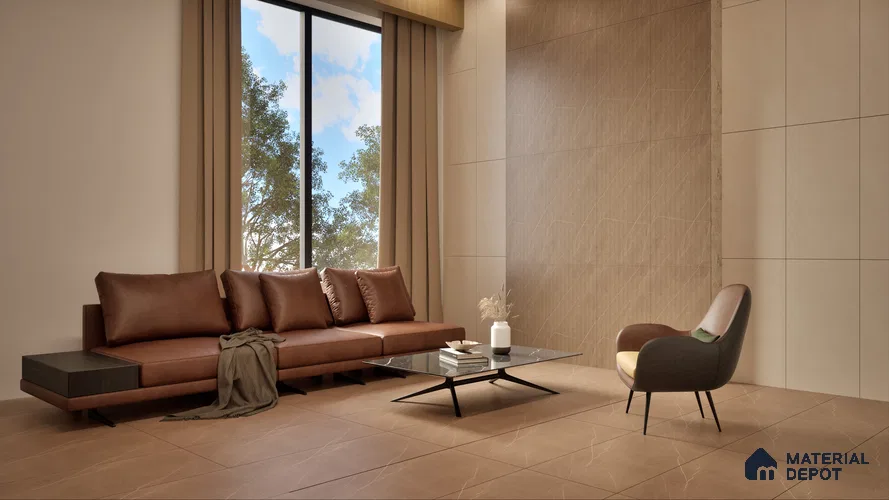 Marble Floor & Wall Tile TL 05610 B Gravier Lush Brown 2 ft x 4 ft Vitrified Lush Plus Matte Finish - 9 mm | 6 Random Design | Suitable for Living Room, Bedroom, Bathroom