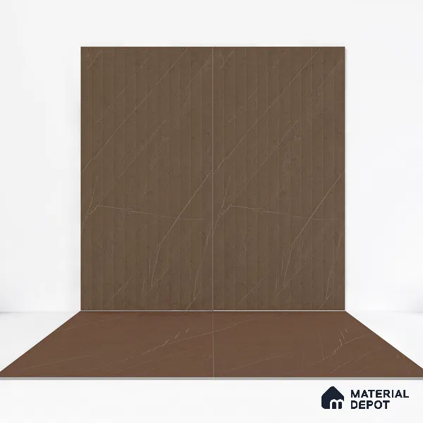 Marble Floor & Wall Tile TL 05610 B Gravier Lush Brown 2 ft x 4 ft Vitrified Lush Plus Matte Finish - 9 mm | 6 Random Design | Suitable for Living Room, Bedroom, Bathroom (Sample)