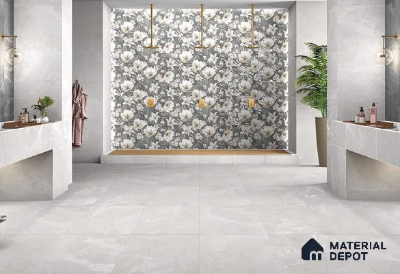 Marble Floor & Wall Tile TL 05509 C Lisburn Grey 2 ft x 4 ft Vitrified Lush Plus Matte Finish - 9 mm | 6 Random Design | Suitable for Living Room, Bedroom, Bathroom, Kitchen