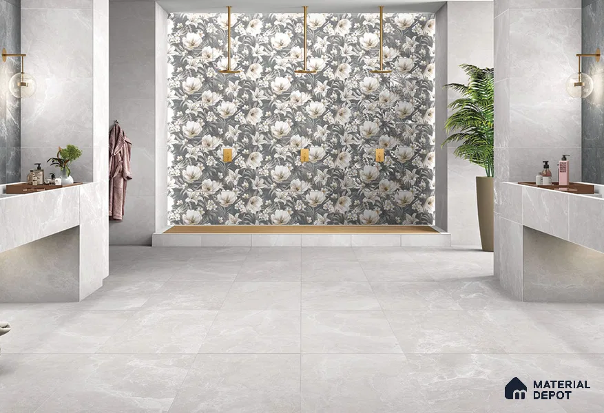 Marble Floor & Wall Tile TL 05509 C Lisburn Grey 2 ft x 4 ft Vitrified Lush Plus Matte Finish - 9 mm | 6 Random Design | Suitable for Living Room, Bedroom, Bathroom, Kitchen