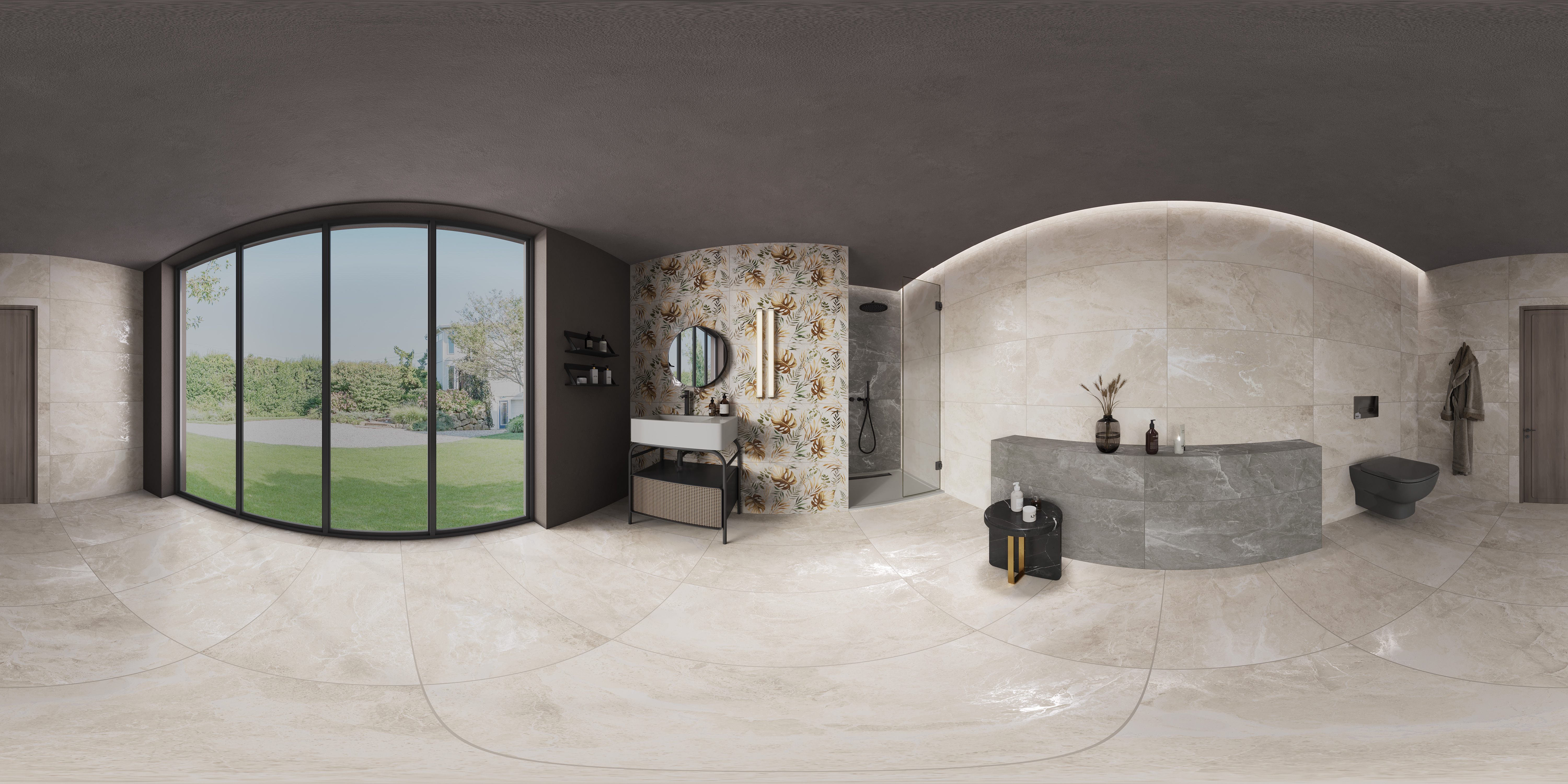 Marble Floor & Wall Tile TL 05510 B Lisburn Forest 2 ft x 4 ft Vitrified Lush Plus Matte Finish - 9 mm | 6 Random Design | Suitable for Living Room, Bedroom, Bathroom, Kitchen