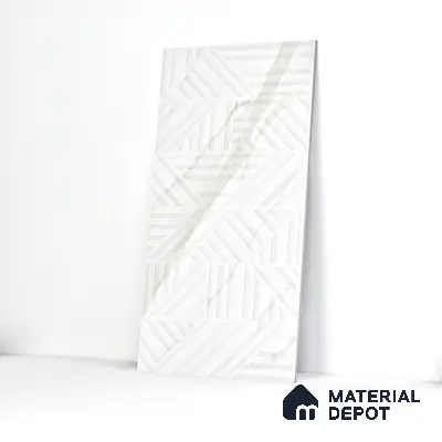 Marble Floor & Wall Tile TL 05508 Statuario Flutio Decor 2 ft x 4 ft Vitrified Lush Plus Matte Finish - 9 mm | 6 Random Design | Suitable for Living Room, Bedroom, Bathroom, Kitchen
