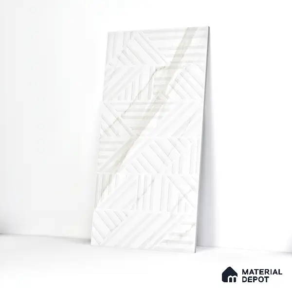 Marble Floor & Wall Tile TL 05508 Statuario Flutio Decor 2 ft x 4 ft Vitrified Lush Plus Matte Finish - 9 mm | 6 Random Design | Suitable for Living Room, Bedroom, Bathroom, Kitchen