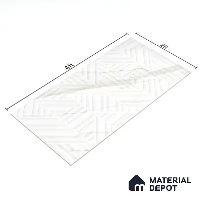 Marble Floor & Wall Tile TL 05508 Statuario Flutio Decor 2 ft x 4 ft Vitrified Lush Plus Matte Finish - 9 mm | 6 Random Design | Suitable for Living Room, Bedroom, Bathroom, Kitchen