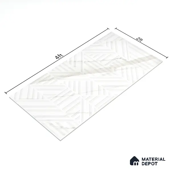 Marble Floor & Wall Tile TL 05508 Statuario Flutio Decor 2 ft x 4 ft Vitrified Lush Plus Matte Finish - 9 mm | 6 Random Design | Suitable for Living Room, Bedroom, Bathroom, Kitchen