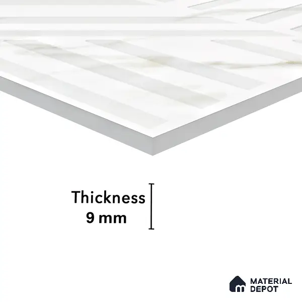 Marble Floor & Wall Tile TL 05508 Statuario Flutio Decor 2 ft x 4 ft Vitrified Lush Plus Matte Finish - 9 mm | 6 Random Design | Suitable for Living Room, Bedroom, Bathroom, Kitchen