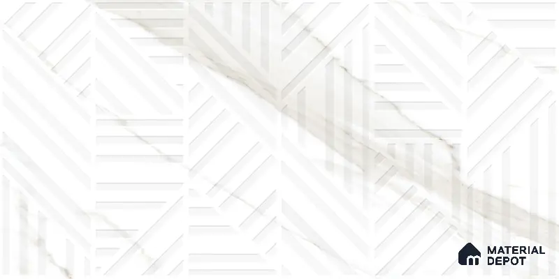Marble Floor & Wall Tile TL 05508 Statuario Flutio Decor 2 ft x 4 ft Vitrified Lush Plus Matte Finish - 9 mm | 6 Random Design | Suitable for Living Room, Bedroom, Bathroom, Kitchen