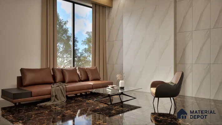 Marble Floor & Wall Tile TL 05508 Statuario Flutio Decor 2 ft x 4 ft Vitrified Lush Plus Matte Finish - 9 mm | 6 Random Design | Suitable for Living Room, Bedroom, Bathroom, Kitchen