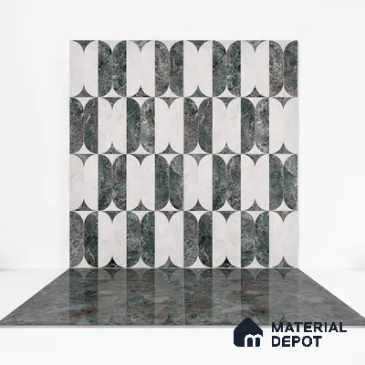 Marble Wall & Floor Tile TL 05534 C Lustro Aqua 2 ft x 4 ft Vitrified Glossy Finish - 9 mm | 8 Random Design | Suitable for Living Room, Bedroom, Bathroom, Kitchen (Sample)