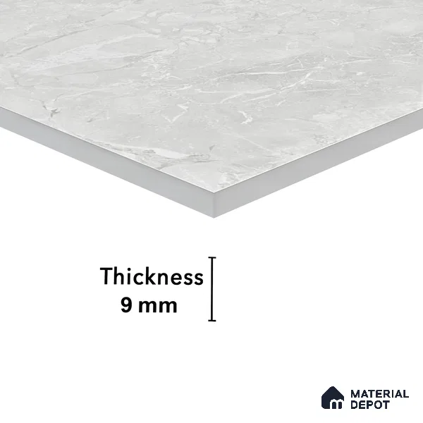Marble Wall & Floor Tile TL 05534 Lustro Bianco 2 ft x 4 ft Vitrified Glossy Finish - 9 mm | 8 Random Design | Suitable for Living Room, Bedroom, Bathroom, Kitchen (Sample)