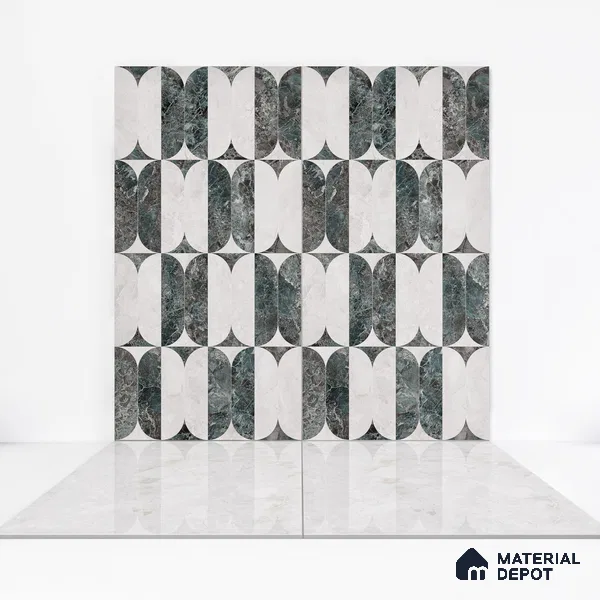 Marble Wall & Floor Tile TL 05534 Lustro Bianco 2 ft x 4 ft Vitrified Glossy Finish - 9 mm | 8 Random Design | Suitable for Living Room, Bedroom, Bathroom, Kitchen (Sample)