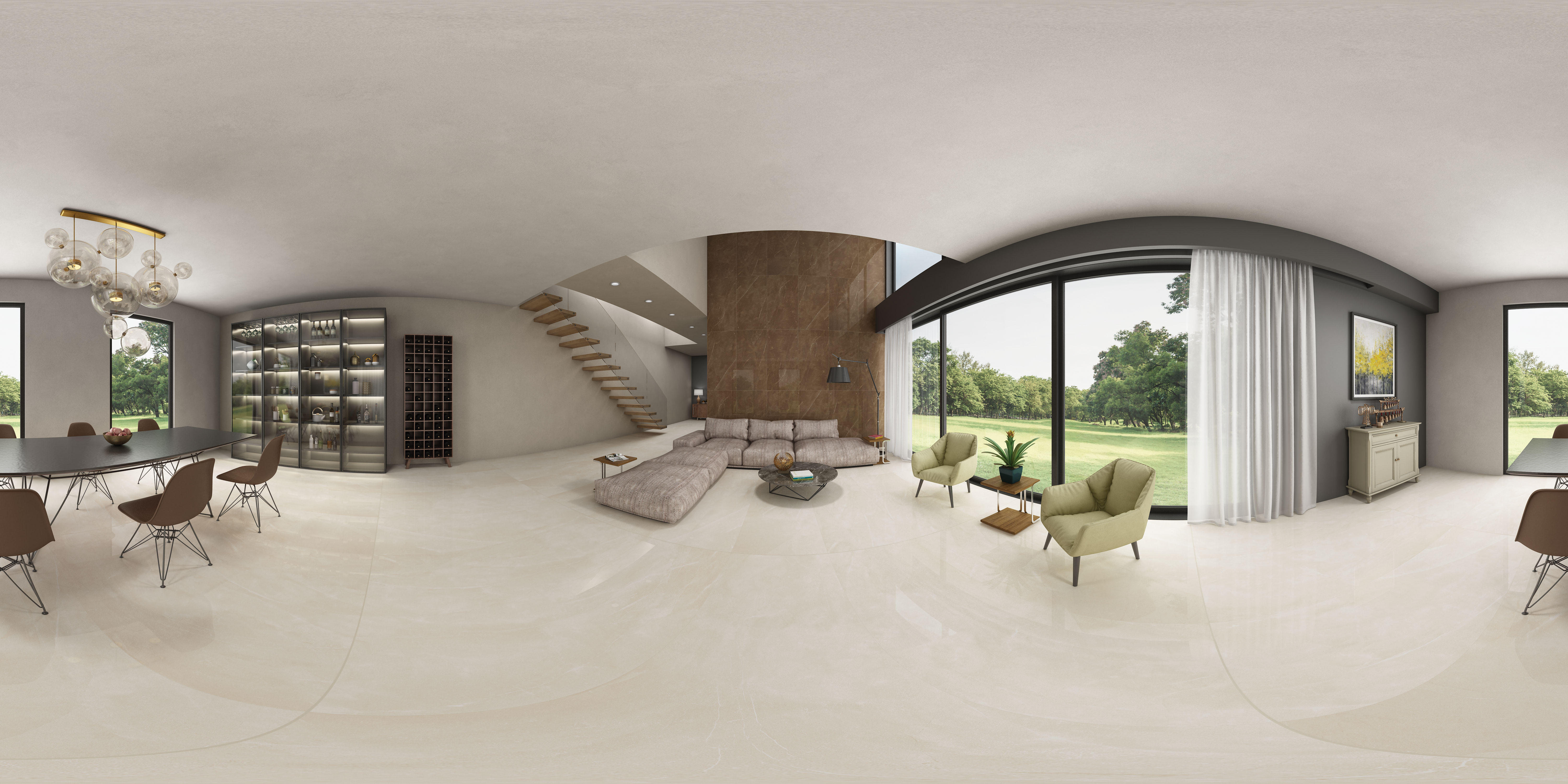 Marble Wall & Floor Tile TL 05529 B Luxe Crema 2 ft x 4 ft Vitrified Glossy Finish - 9 mm | 5 Random Design | Suitable for Living Room, Bedroom, Bathroom, Kitchen (Sample)