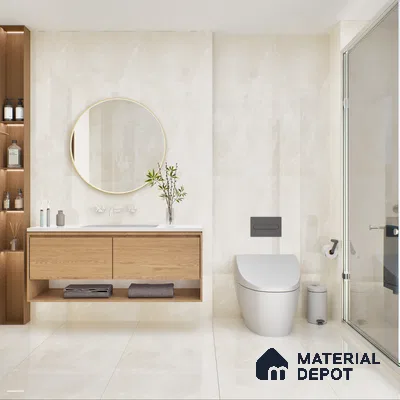 Marble Wall & Floor Tile TL 05529 B Luxe Crema 2 ft x 4 ft Vitrified Glossy Finish - 9 mm | 5 Random Design | Suitable for Living Room, Bedroom, Bathroom, Kitchen (Sample)