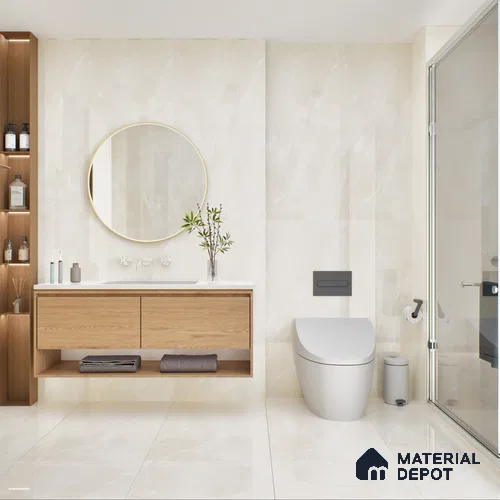 Marble Wall & Floor Tile TL 05529 B Luxe Crema 2 ft x 4 ft Vitrified Glossy Finish - 9 mm | 5 Random Design | Suitable for Living Room, Bedroom, Bathroom, Kitchen