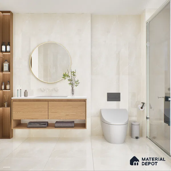 Marble Wall & Floor Tile TL 05529 B Luxe Crema 2 ft x 4 ft Vitrified Glossy Finish - 9 mm | 5 Random Design | Suitable for Living Room, Bedroom, Bathroom, Kitchen (Sample)