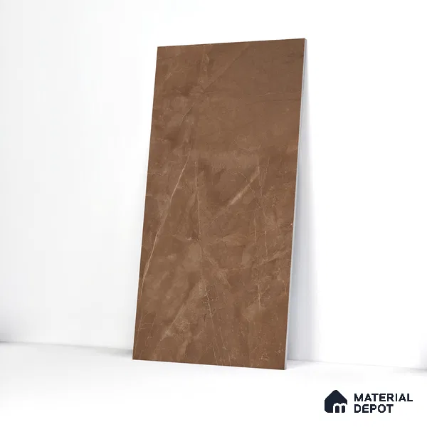 Marble Wall & Floor Tile TL 05529 C Luxe Brown 2 ft x 4 ft Vitrified Glossy Finish - 9 mm | 5 Random Design | Suitable for Living Room, Bedroom, Bathroom, Kitchen