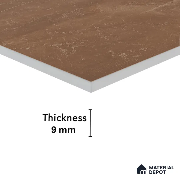 Marble Wall & Floor Tile TL 05529 C Luxe Brown 2 ft x 4 ft Vitrified Glossy Finish - 9 mm | 5 Random Design | Suitable for Living Room, Bedroom, Bathroom, Kitchen