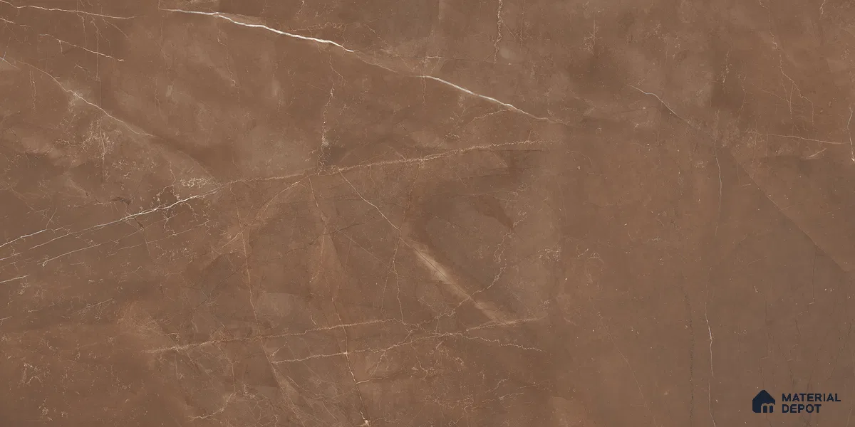 Marble Wall & Floor Tile TL 05529 C Luxe Brown 2 ft x 4 ft Vitrified Glossy Finish - 9 mm | 5 Random Design | Suitable for Living Room, Bedroom, Bathroom, Kitchen