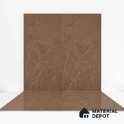 Marble Wall & Floor Tile TL 05529 C Luxe Brown 2 ft x 4 ft Vitrified Glossy Finish - 9 mm | 5 Random Design | Suitable for Living Room, Bedroom, Bathroom, Kitchen