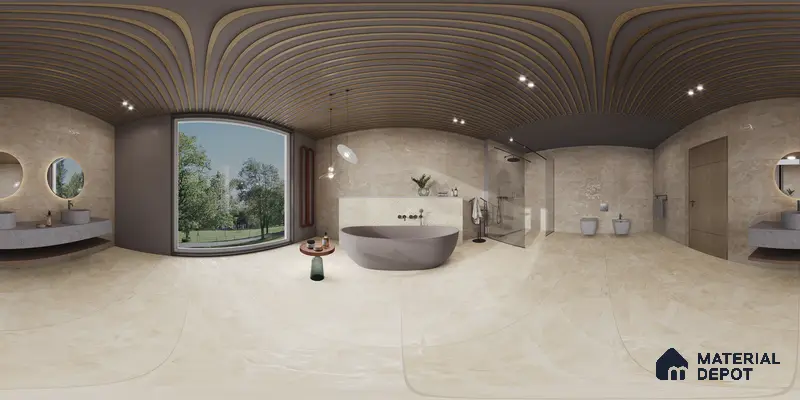 Marble Wall Tile TL 05798 Gravier Beige Glow 2 ft x 4 ft Vitrified Lush Plus Matte Finish - 9 mm | 6 Random Design | Suitable for Living Room, Bedroom, Bathroom