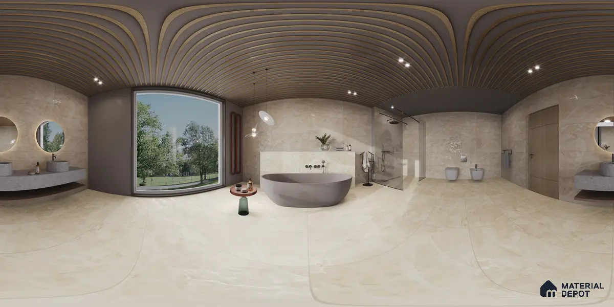 Marble Wall Tile TL 05798 Gravier Beige Glow 2 ft x 4 ft Vitrified Lush Plus Matte Finish - 9 mm | 6 Random Design | Suitable for Living Room, Bedroom, Bathroom