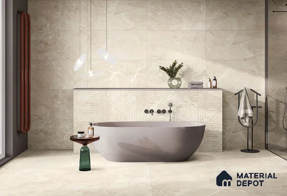 Marble Wall Tile TL 05798 B Gravier Beige Glow Decor 2 ft x 4 ft Vitrified Lush Plus Matte Finish - 9 mm | 6 Random Design | Suitable for Living Room, Bedroom, Bathroom (Sample)