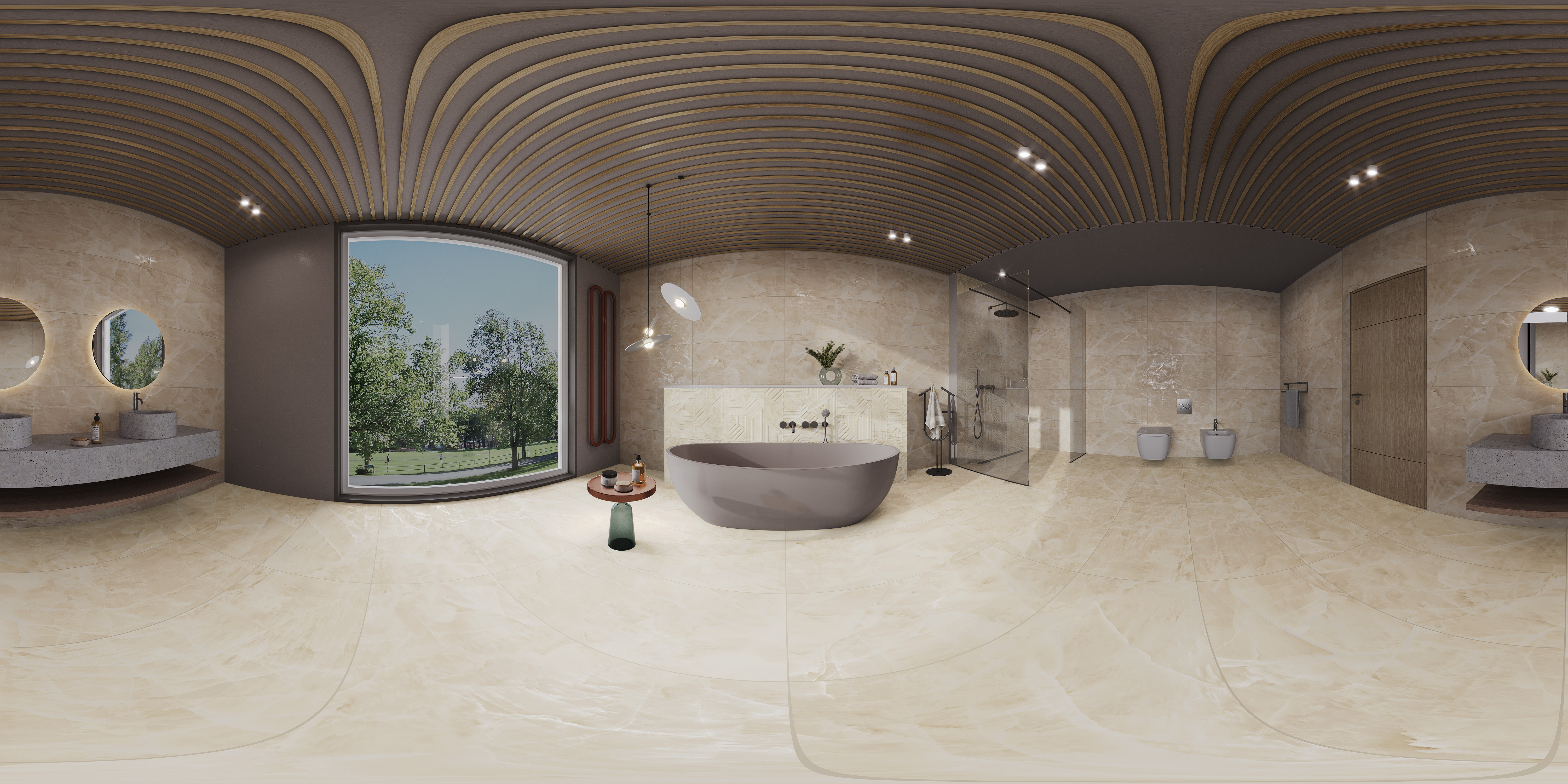 Marble Wall Tile TL 05798 B Gravier Beige Glow Decor 2 ft x 4 ft Vitrified Lush Plus Matte Finish - 9 mm | 6 Random Design | Suitable for Living Room, Bedroom, Bathroom (Sample)