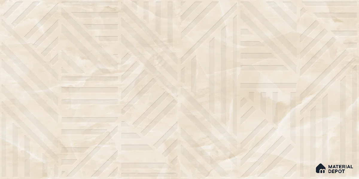 Marble Wall Tile TL 05798 B Gravier Beige Glow Decor 2 ft x 4 ft Vitrified Lush Plus Matte Finish - 9 mm | 6 Random Design | Suitable for Living Room, Bedroom, Bathroom (Sample)