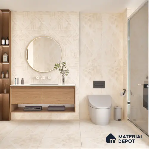 Marble Wall Tile TL 05798 B Gravier Beige Glow Decor 2 ft x 4 ft Vitrified Lush Plus Matte Finish - 9 mm | 6 Random Design | Suitable for Living Room, Bedroom, Bathroom