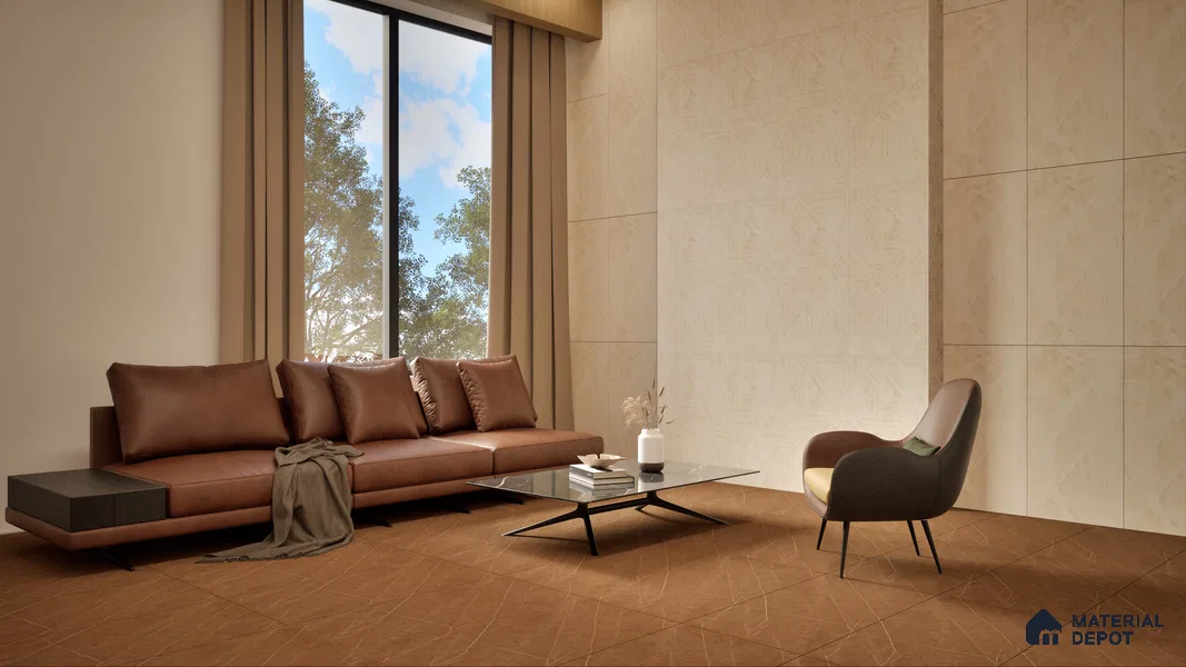 Marble Wall Tile TL 05798 B Gravier Beige Glow Decor 2 ft x 4 ft Vitrified Lush Plus Matte Finish - 9 mm | 6 Random Design | Suitable for Living Room, Bedroom, Bathroom (Sample)
