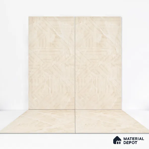 Marble Wall Tile TL 05798 B Gravier Beige Glow Decor 2 ft x 4 ft Vitrified Lush Plus Matte Finish - 9 mm | 6 Random Design | Suitable for Living Room, Bedroom, Bathroom (Sample)