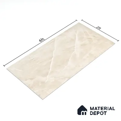 Marble Wall Tile TL 05798 Gravier Beige Glow 2 ft x 4 ft Vitrified Lush Plus Matte Finish - 9 mm | 6 Random Design | Suitable for Living Room, Bedroom, Bathroom