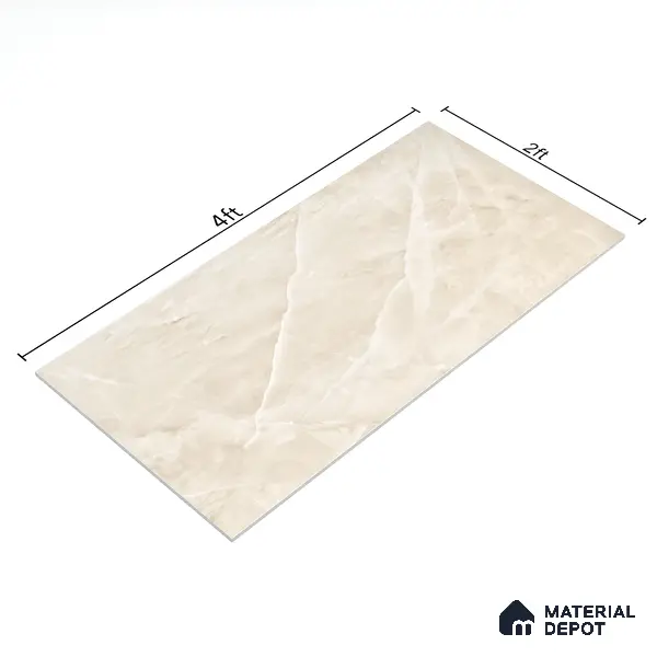 Marble Wall Tile TL 05798 Gravier Beige Glow 2 ft x 4 ft Vitrified Lush Plus Matte Finish - 9 mm | 6 Random Design | Suitable for Living Room, Bedroom, Bathroom