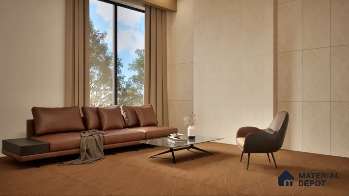 Marble Wall Tile TL 05798 Gravier Beige Glow 2 ft x 4 ft Vitrified Lush Plus Matte Finish - 9 mm | 6 Random Design | Suitable for Living Room, Bedroom, Bathroom