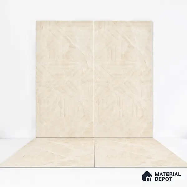 Marble Wall Tile TL 05798 Gravier Beige Glow 2 ft x 4 ft Vitrified Lush Plus Matte Finish - 9 mm | 6 Random Design | Suitable for Living Room, Bedroom, Bathroom