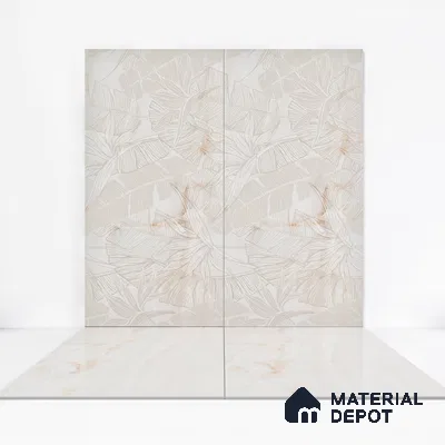 Marble Floor & Wall Tile TL 05810 Gravier Beige Pearl 2 ft x 4 ft Vitrified High Gloss Finish - 9 mm | 8 Random Design | Suitable for Living Room, Bedroom, Bathroom