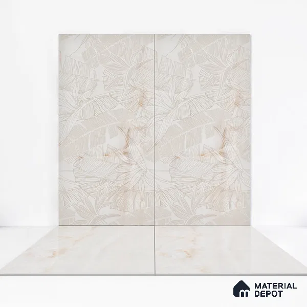 Marble Floor & Wall Tile TL 05810 Gravier Beige Pearl 2 ft x 4 ft Vitrified High Gloss Finish - 9 mm | 8 Random Design | Suitable for Living Room, Bedroom, Bathroom