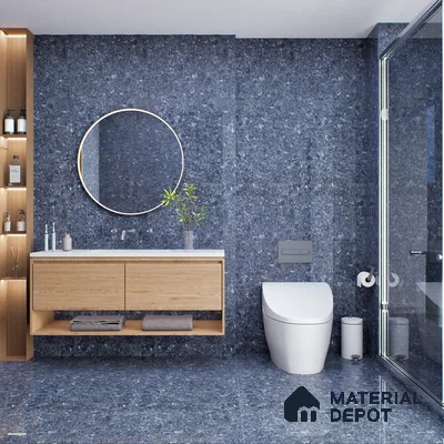 Marble Floor & Wall Tile TL 05820 Gravier Cobalt Jewel 2 ft x 4 ft Vitrified High Gloss Finish - 9 mm | 4 Random Design | Suitable for Living Room, Bedroom, Bathroom (Sample)