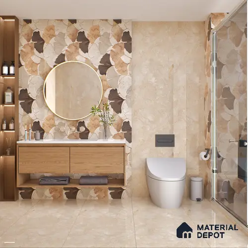 Floral Wall Tile TL 05811 B Gravier Dune Glow Decor 2 ft x 4 ft Vitrified High Gloss Finish - 9 mm | Suitable for Living Room, Bedroom, Bathroom
