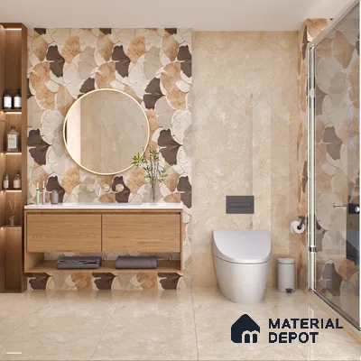 Marble Floor & Wall Tile TL 05811 Gravier Dune Glow 2 ft x 4 ft Vitrified High Gloss Finish - 9 mm | 8 Random Design | Suitable for Living Room, Bedroom, Bathroom (Sample)