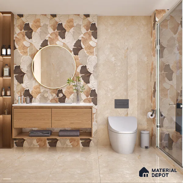 Marble Floor & Wall Tile TL 05811 Gravier Dune Glow 2 ft x 4 ft Vitrified High Gloss Finish - 9 mm | 8 Random Design | Suitable for Living Room, Bedroom, Bathroom (Sample)
